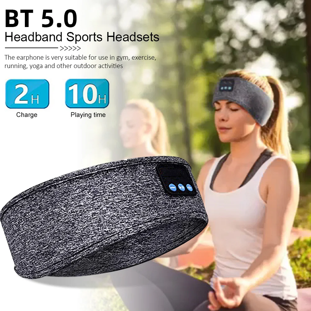 High Quality Outdoor Sports Yoga Knitted Hair Band BT Earphones Sleeping Stereo Music Headset Headband Wireless Headphones factory