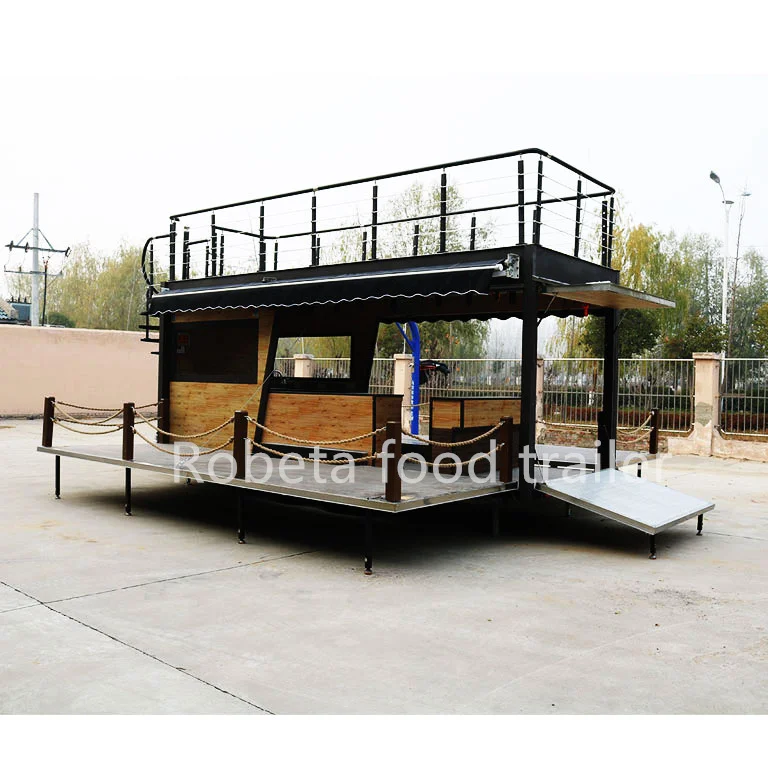 Coffee bar Cart Double Decker Mobile bar Truck Food Truck 20 Feet Food Truck with Ice Cream Machine Prefab Container Coffee Shop