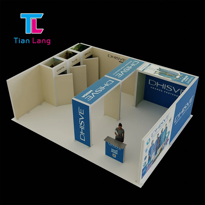 Free Design Backlit Exhibition Booth Design Portable Trade Show Backdrop LED L-shaped Corner Exhibition Light Box