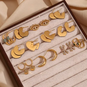 Trendy Earrings Gold Plated Jewelry Set Stainless Steel Fashion Jewelry Earrings Wholesale