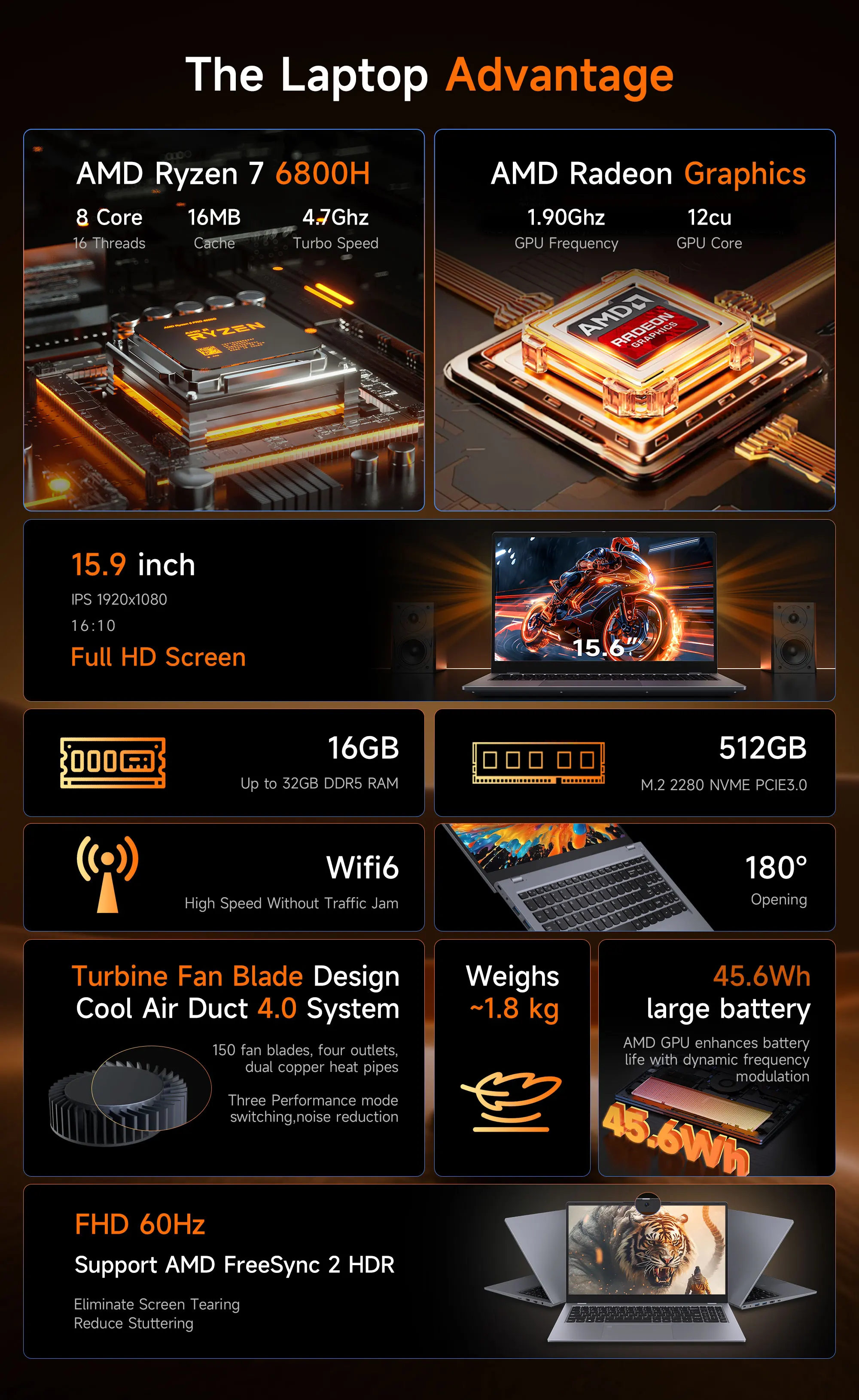 AMD R7 Cheap Gaming Laptop - 4.70ghz, 16GB RAM, 1TB SSD