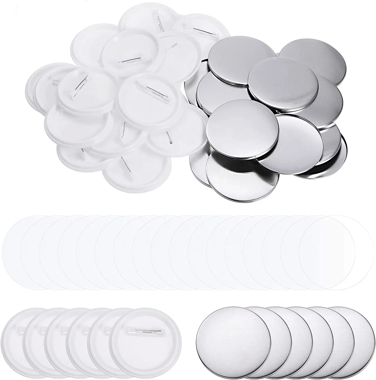 58mm(2.25 Inch)Button Maker Machine Pin Button Making Badge Press Machine Kit with 200pcs Button Parts and Circle Cutter