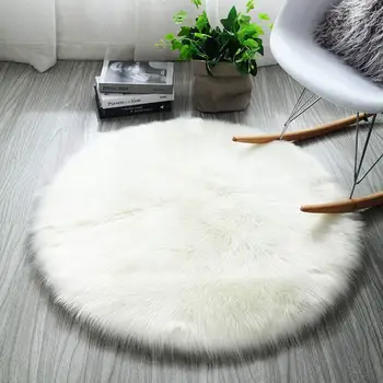 Hot selling 80 cm round shape washable faux sheepskin fur area rug for meditation