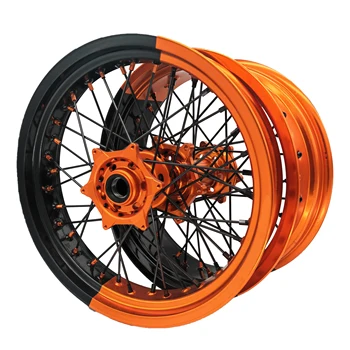 みりあん☺︎17 高品質17-3.5 17-5.0ブラックオレンジバイカラーリムスーパーモト