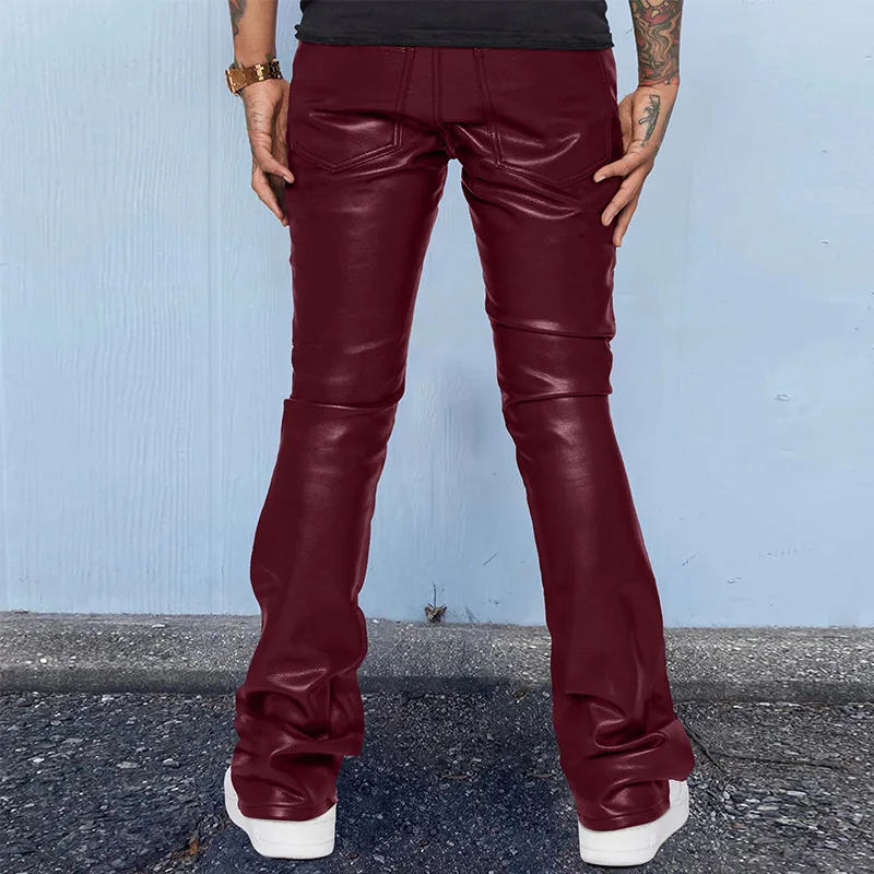 Sdm1555 2023 Men's Leather Pants Printed Mid-waist Loose Trousers Large ...