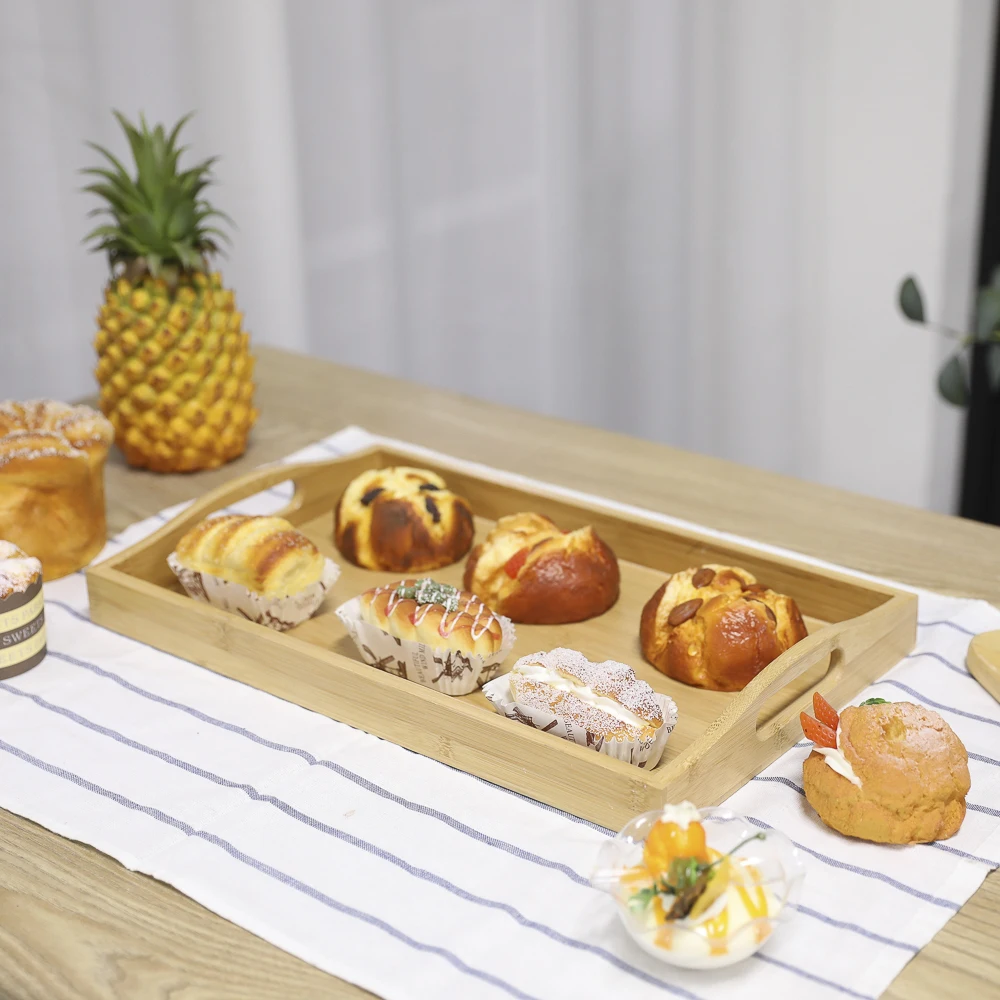 Serving Platter 3 Tier  Rustic with Metal Handles Unfinished square Breakfast Wooden Tray