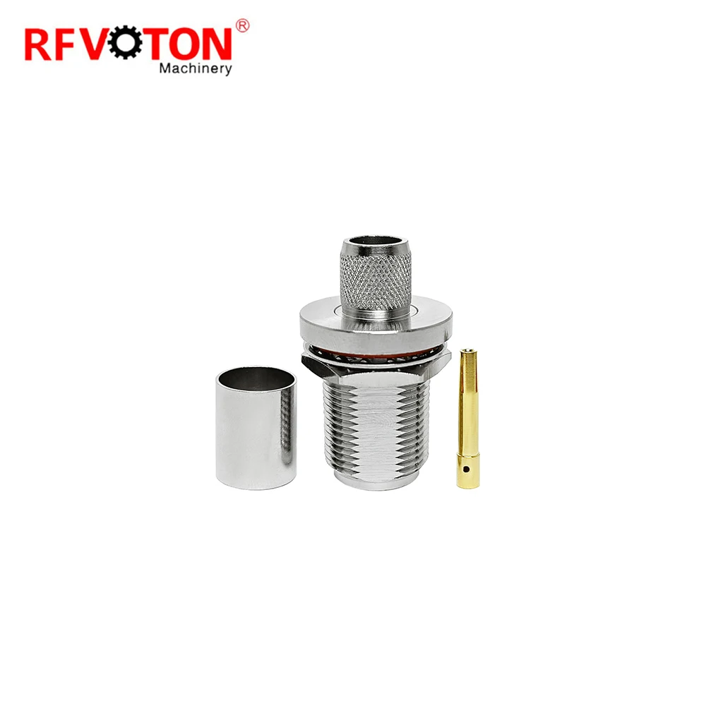 Factory Supply N  Female Jack Bulkhead Waterproof Crimp Brass WTR400 Cable Rf Coaxial  Connecteur