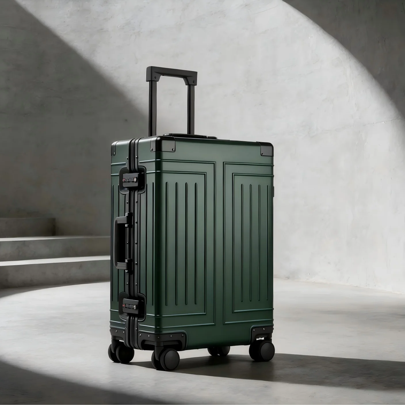 2026 Modern Design Aluminum Luggage Carry on Boarding 20 in Durable Trolley Suitcase TSA Lock Business Metal Travel Case