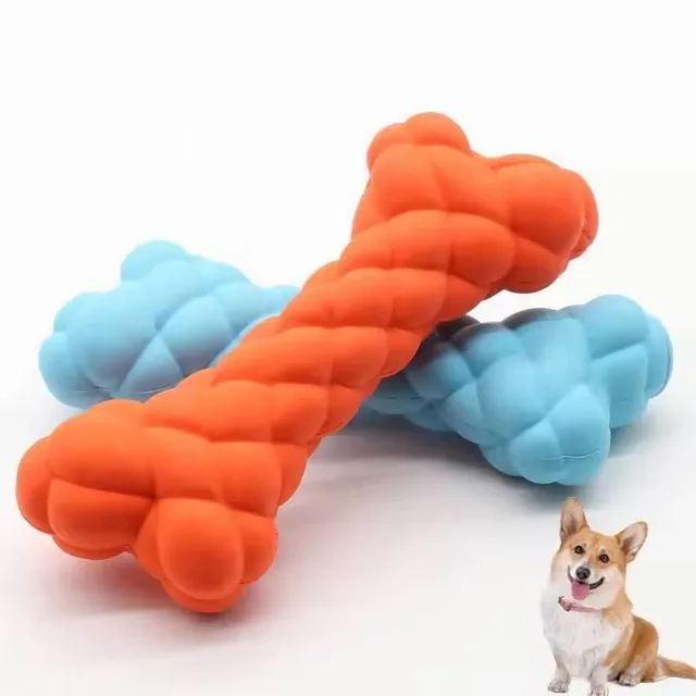 Uniperor Indestructible Squeaky Pet Toy Natural Rubber Bubble Bone Chew Toy For Pet Dogs Bite Playing
