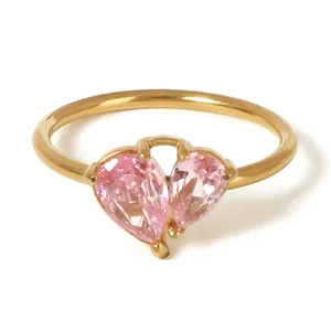 Custom Wholesale Pear Shaped Zircon Ring Cubic Zirconia for Women Jewelry 18K PVD Plating Engagement Wedding Ring