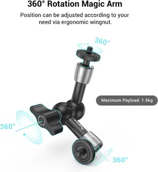 For SMALLRIG KBUM2730 5.8 Inches Adjustable Magic Arm Super Clamp 1/4\" 3/8\" Thread for LCD Monitors/LED Lights Camera detail image