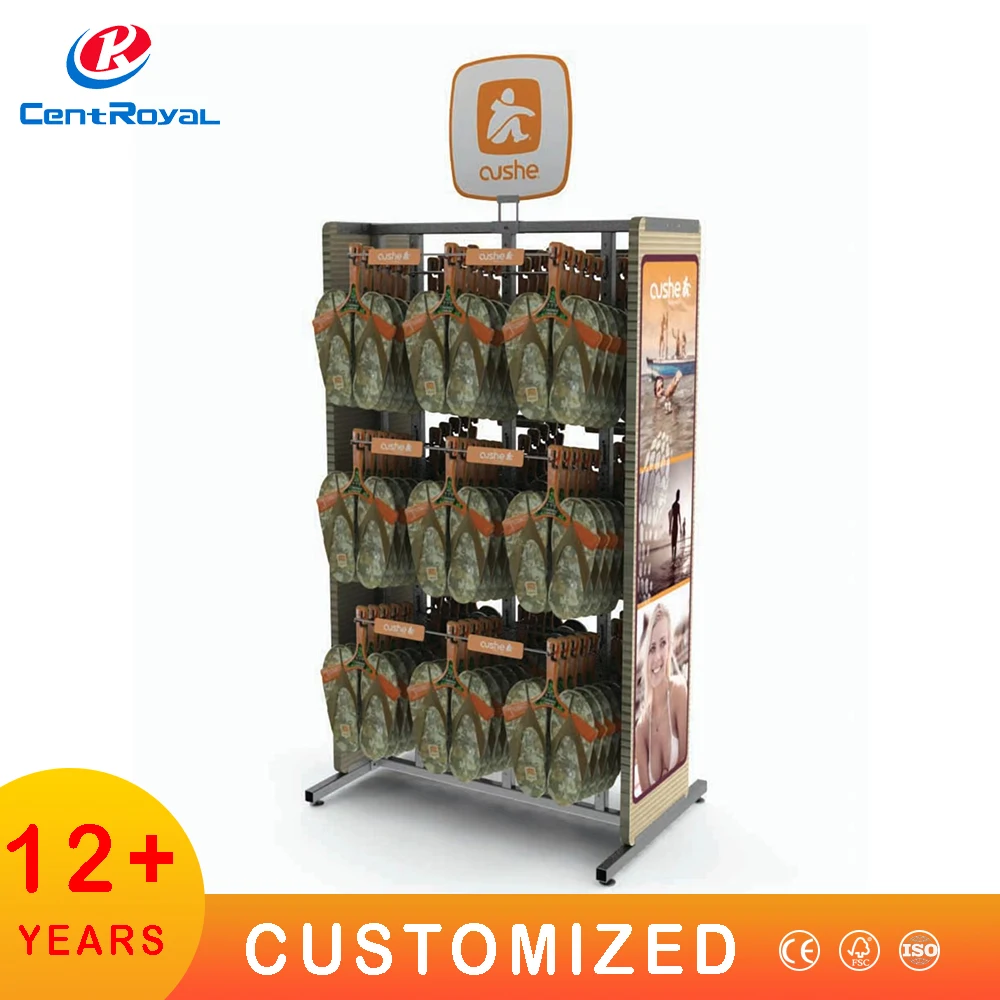 Custom Design Double Sided Metal Wire Slipper Display Rack Shoe Store