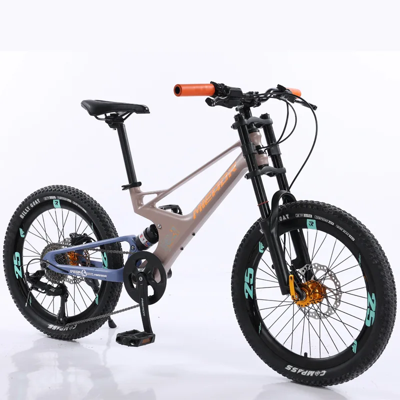 magnesium alloy soft tail frame double crown fork 20 inch 9sp hydraulic disc brake dual suspnesion down hill kids mtb bike 666014
