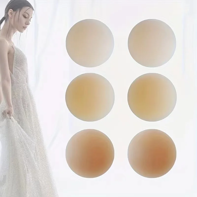 Wizstar Silicone Nipple Covers - Reusable Adhesive Pasties, Glue-Free Center, Waterproof For Backless Dresses