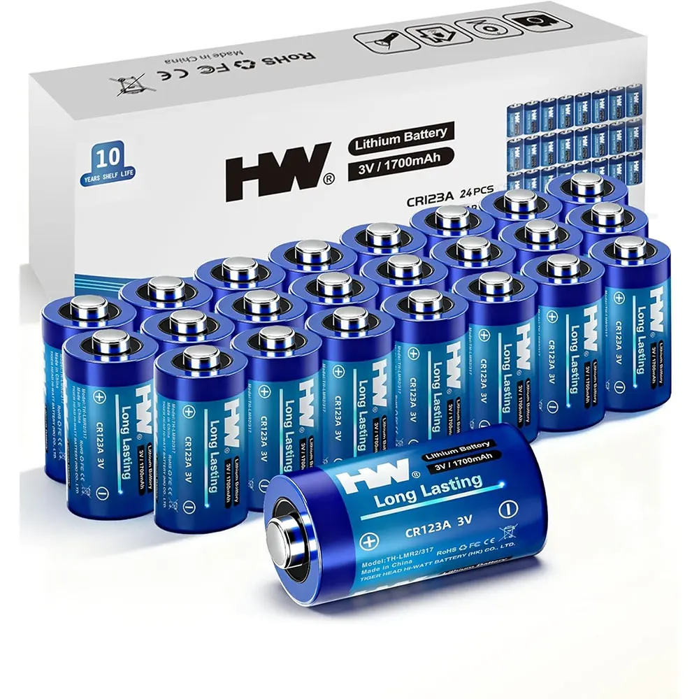 Bateria primária de lítio CR123A de 3V e 1700mAh não recarregável