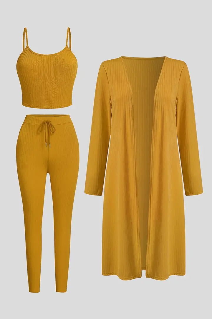 Sharee 2022 Women's Clothing Fall Winter Long Coat Tank Top Pants Solid