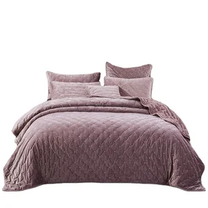 Winter Use Hot Sale Bulk Order Beautiful Design Quilt Velvet Bedspread Set