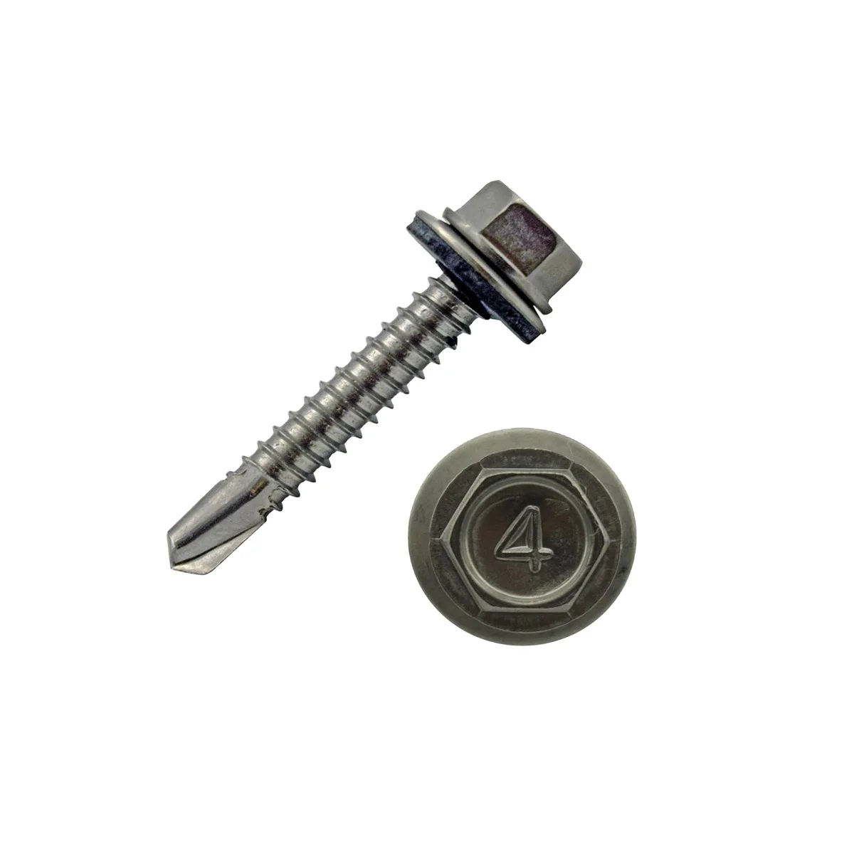 100 Viti Autoperforanti Testa Esagonale #14x4 &ndash; Acciaio Zincato, AMERICANINTEGRATEDSUPPLY
