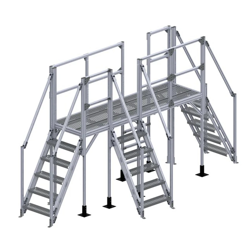 Custom Bolt-Together Modular Aluminum Work Platforms with ISO 9001 for Warehouse Mezzanine and Stairs