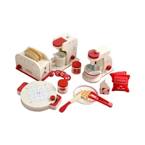 Fun Wooden Simulation Kitchen Set Preschooler's Educational Pretend Play MDF Box Dessert & Afternoon Tea Tableware