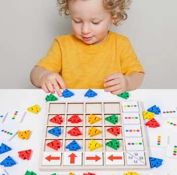 New Arrival Montessori Toys Kids Logical Thinking Training Direction Color Cognition Early Learning Educational Board Game