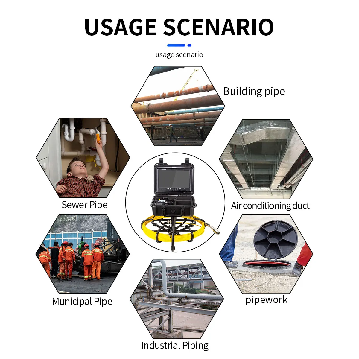 Best Video Pipe Inspection Camera 9 inch 1080p HD Screen  Drain Sewer Inspection systerm for Home pipeline&municipal projects details