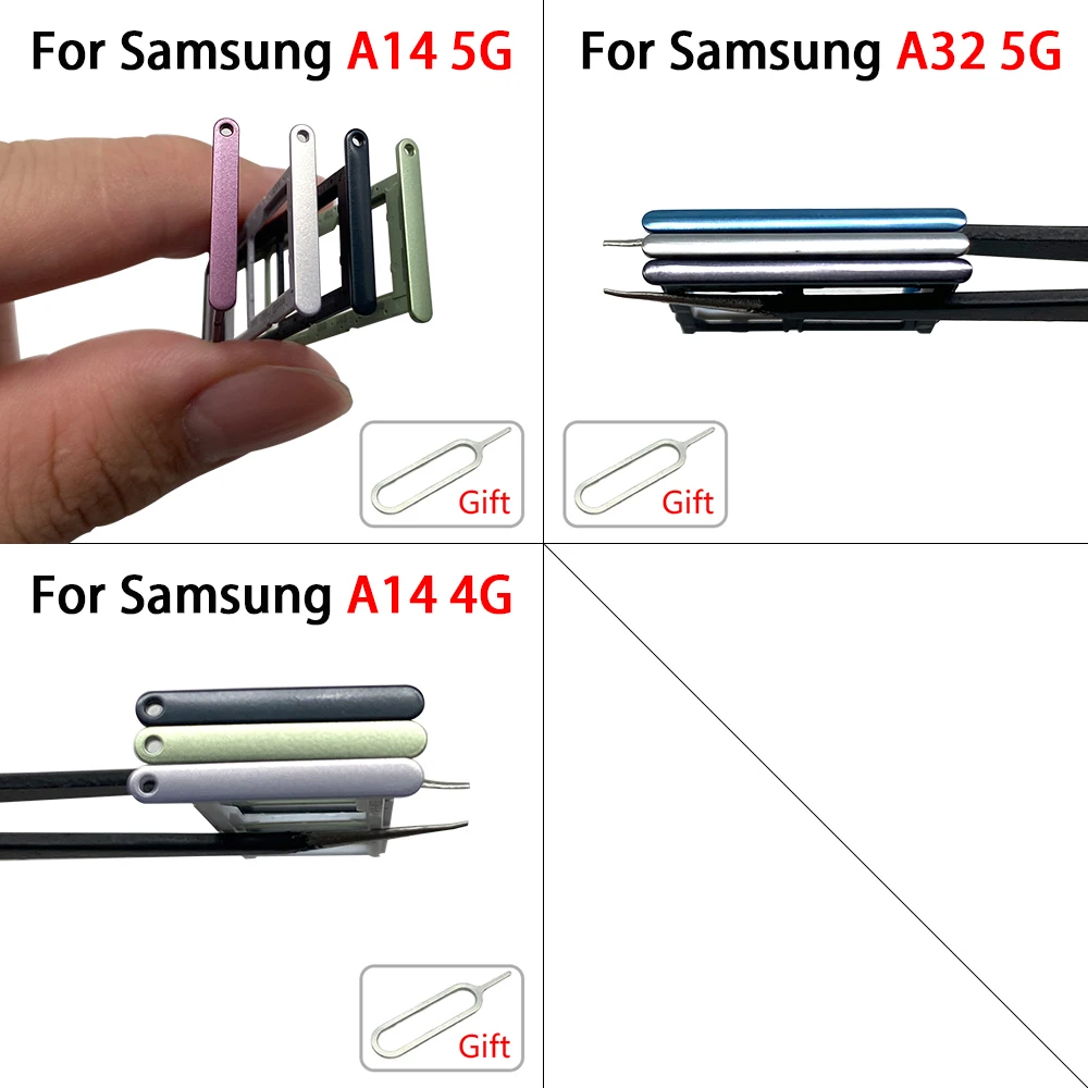 Soporte de bandeja Dual Sim móvil para Samsung A14 4G 5G A145 A146 A32 5G  A326 adaptador de bandeja de tarjeta SIM enchufe piezas de repuesto de