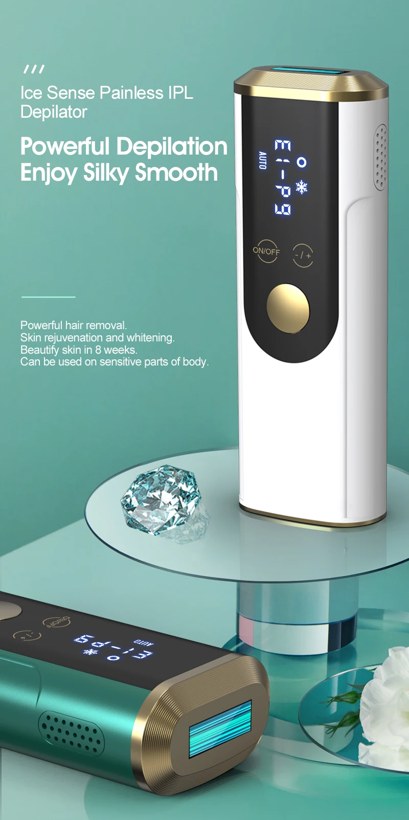 Home 990,000 Flashes Sapphire Ice Sense Painless Ipl Laser Hair Removal