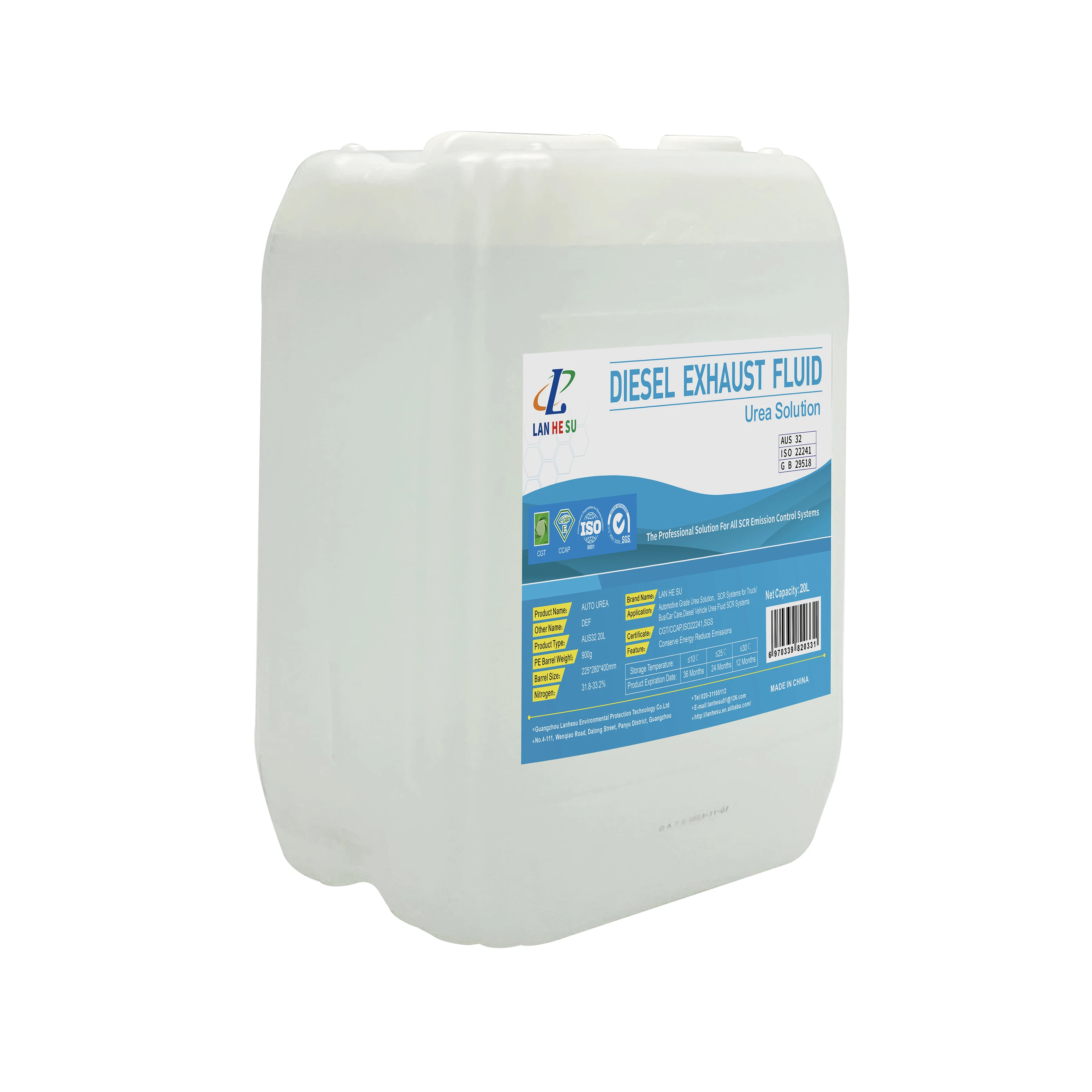 20l Highly Effective Liquid Urea Aus32 Solution Diesel Exhaust Fluid