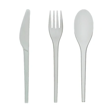 Eco-Friendly Compostable Cpla Biodegradable Disposable Pla Knife Fork Spoon Cutlery 3-Piece Set 6.5Inch Cpla Spoon Knife Forks