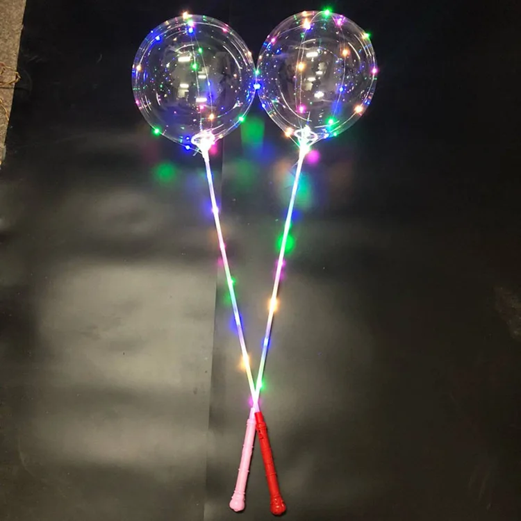 LED Bobo BalloonsTransparent LED Light up Balloons Helium Style Glow Bubble Balloons with String