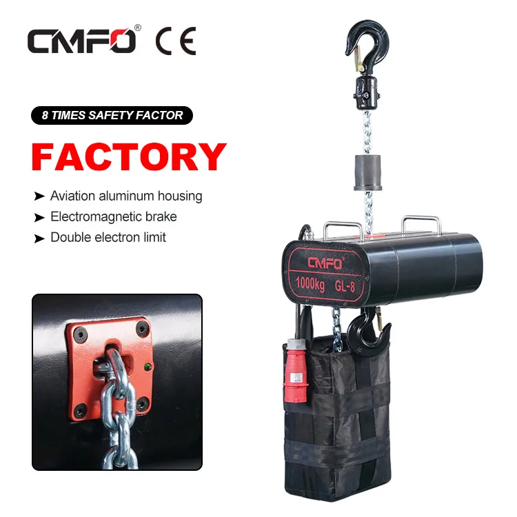 High Quality 1000kg Servo Chain Electric Hoist New Aluminum Alloy Stage Hoist for Truss Performance Drama 380v Voltage