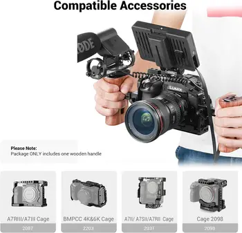 Small Rig Universal Side Wooden NATO Handle Grip DSLR Camera Cage with Cold Shoe Mount Built-in Wrench  2187 detail image