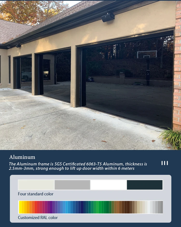 Frameless Mirror Glass Garage Door With Size Of 16x7ft Buy Luxury Impact Tempered Aluminum