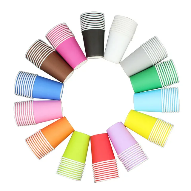 10pcs Disposable paper cup birthday party supplies wholesale Kindergarten DIY colorful paper cups