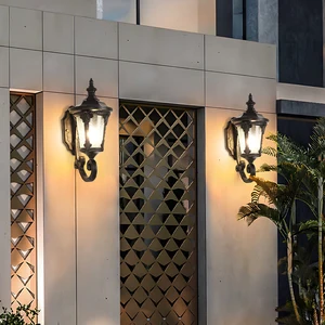 Factory Price Solar Outdoor Wall Sconce Lantern LED Black Wall-Mounted Porch Exterior Lights