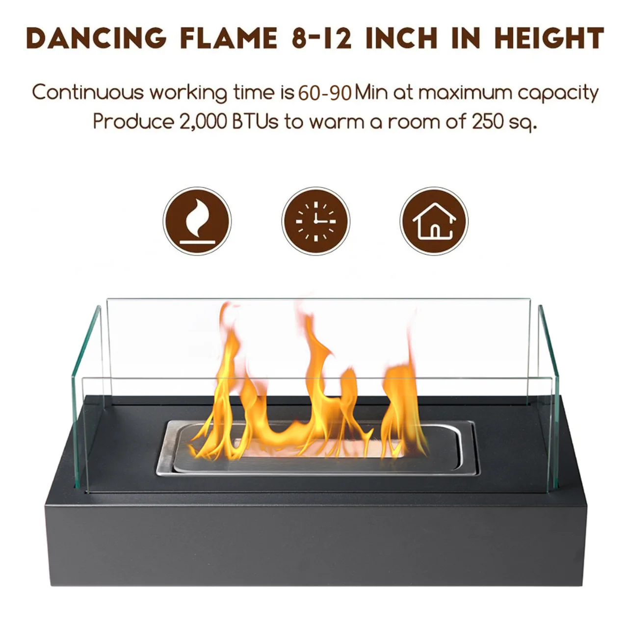 Freestanding Tabletop Ethanol Fire Pit Smokeless Portable Modern Table