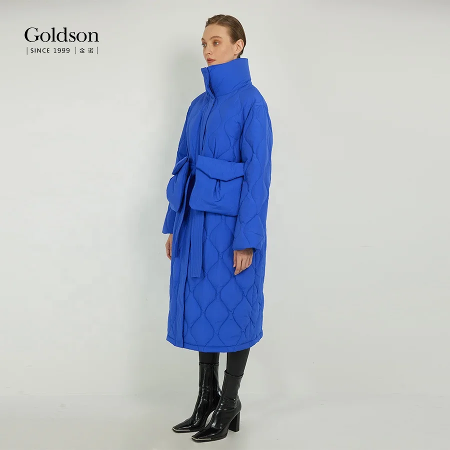 New Arrival Custom Logo Iconic Down Coat Knee Length Onion Cut Women White Duck Down Jacket for Winter