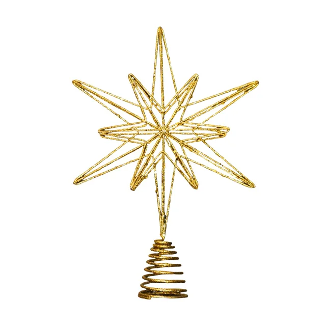 2025 Three-Layer 18-Point Wrought Iron Luminous Lighted Christmas Tree Top Star Decoration