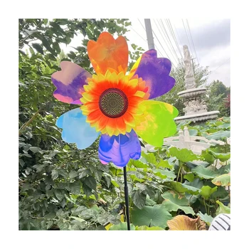 China Factory Supply 32 single layer fiber dazzling sunflower windmills  Driving Away Pigeons Bird Protecting Garden Farm