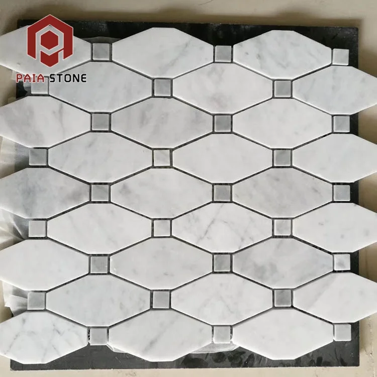 product white marble lantern mosaic wall tile for kitchen backsplash and bathroom design-2