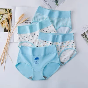 KK084 Women's Large Size Seamless High Waist Underwear Cotton Women's Cute Printed Girl Design Underwear