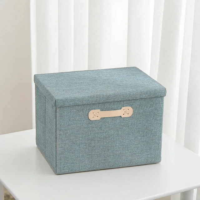 Modern Design Sustainable Rectangle Linen Fabric Foldable Storage Box with Lid Capacity Household Toy Clothing Organizer