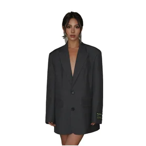 Customize Grey Animal Print Knitted Breathable Loose Fit Women's Autumn Suit Jacket 2025 New Korean Version