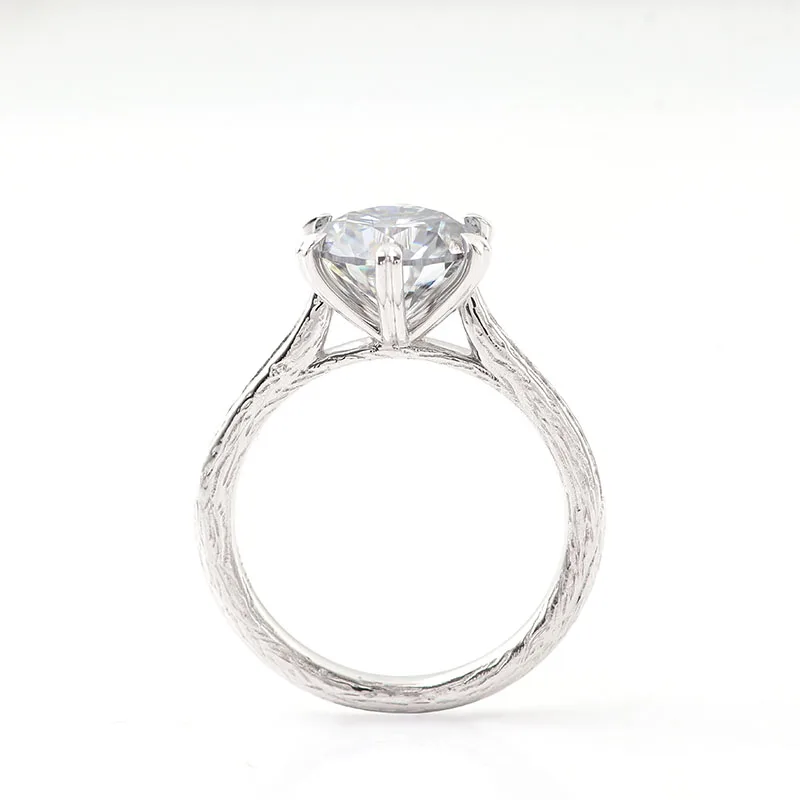 Unique Tree Branch Engagement Ring 9MM Grey Moissanite Promise Ring 14k Gold Tree Branch Shank Dainty Inspired Statement Ring