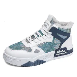 2026 Winter Men's High Top Board Shoes with Velvet Daily Wear Mesh Lining for Spring Season