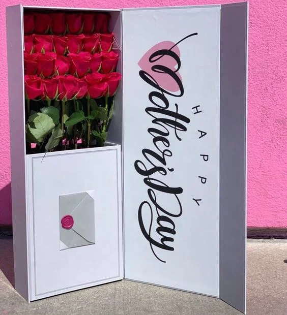 Wholesale Happy Mothers Day Flower Box New Design Rectangle Arrangement I Love Mom Flower Gift