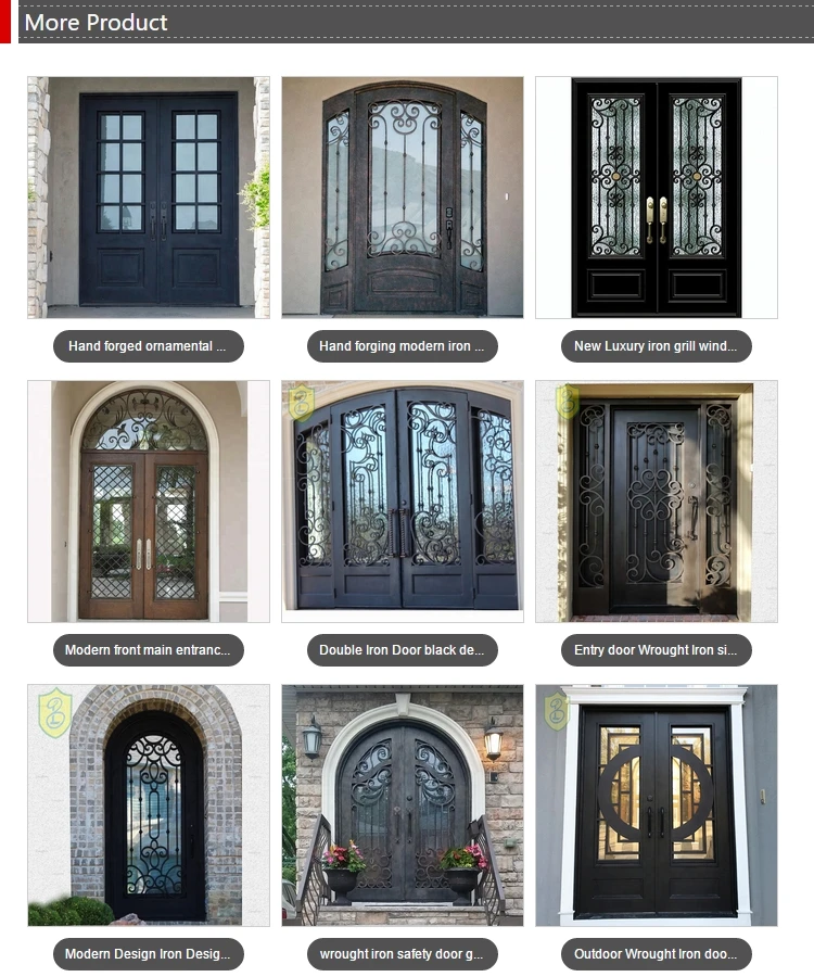 Customized Simple Wrought Iron Doors Double Exterior and windows China