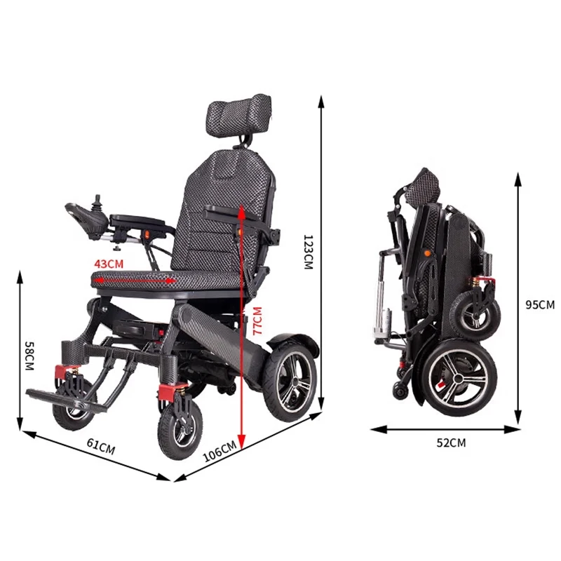 Lightweight Anti-slip shock-absorbing tire Manual/Electric lying down handicapped electric wheelchair power chair details