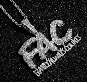 VVS Moissanite Pendant Charm Custom 925 Silver Letter Name Pendant Hip Hop Iced Out Diamond Tester Hip Hop